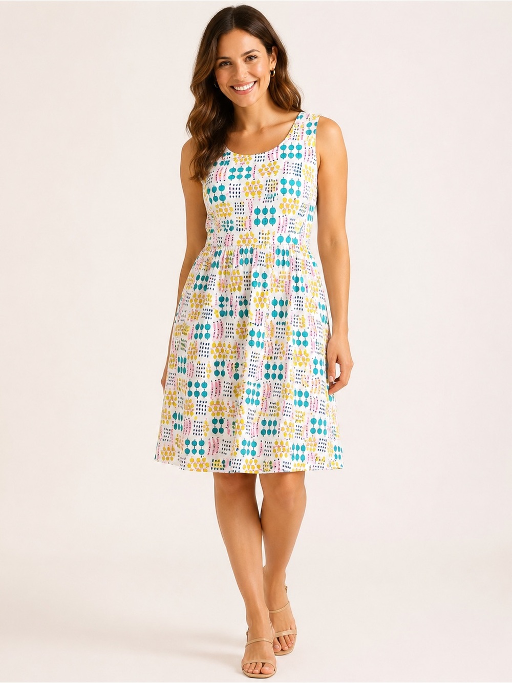 Tulip B Colorful Abstract Print Sleeveless Midi Dress Size Medium NWT